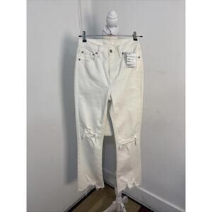 eunina emery high rise cropped boot cut jeans White Distressed New W Tags